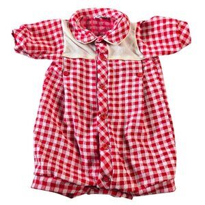 Baby Bliss Romper Size Medium Red Gingham Check Vintage Retro Summer 60s Unisex